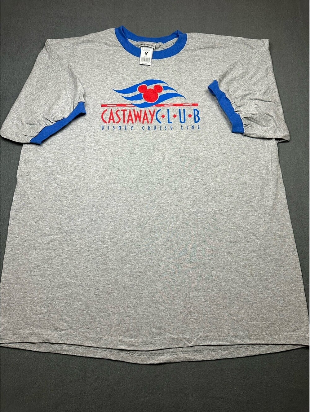 Y2K NWT Disney Cruise Line Castaway Club Logo Heather Gray / Blue 2XL